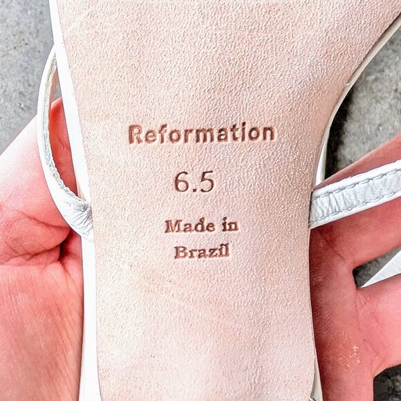 Reformation Sammie Lace Up Sandal White Leather Kitten Heel size 6.5 - Picture 8 of 9